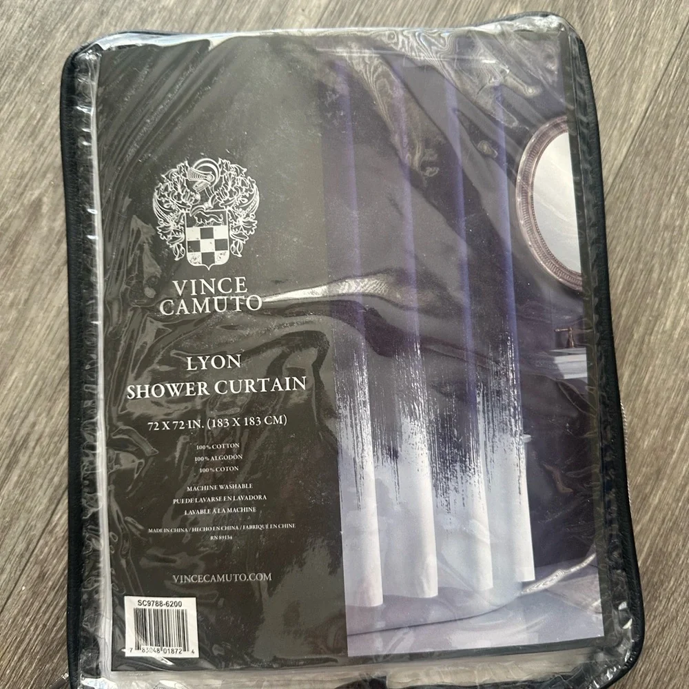 Vince Camuto Lyon navy blue and white Shower Curtain